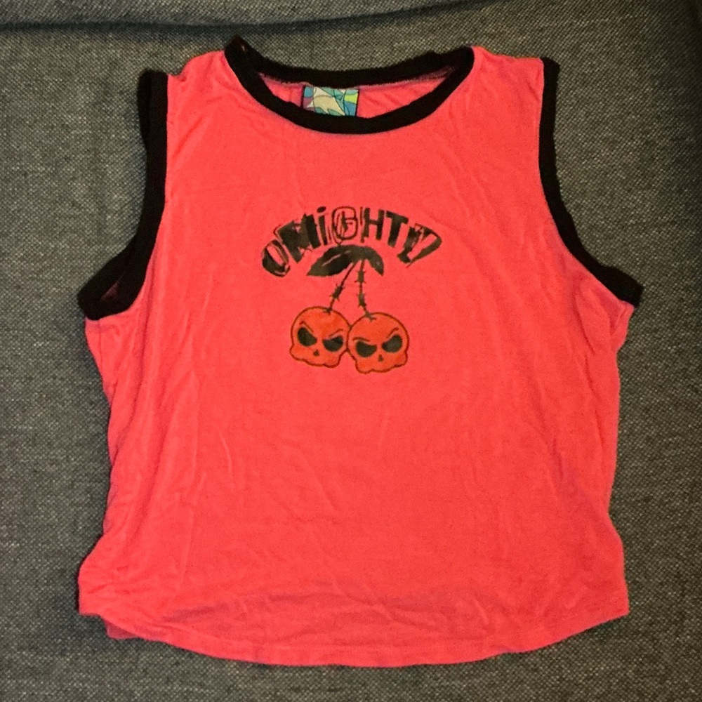 Omighty Pink Top with cherry 🍒 skull design